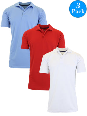 3-Pack Men's Short Sleeve Polo Shirts – Moisture-Wicking, Stretch Knit, Tagless, Regular Fit for All-Day Comfort view 6