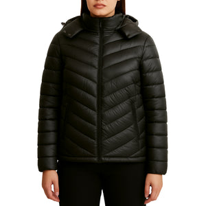 Womens Heavyweight Quilted Hooded Puffer Bubble Jacket (Sizes, S to 2XL) view 3