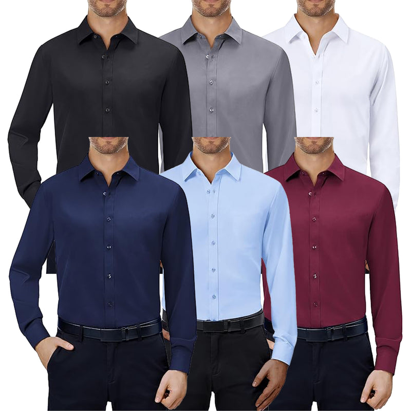 Mens Long Sleeve Slim-Fit Design Dress Shirts