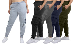 3-Pack Women's Loose Fit Fleece Jogger Sweatpants with Velcro Cargo Pockets (S-2XL) view 1