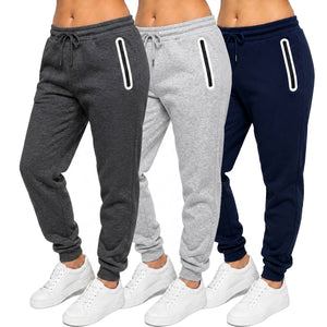 3-Pack Women's Loose-Fit Fleece-Lined Jogger With Heat Seal Zipper Side Pockets view 4