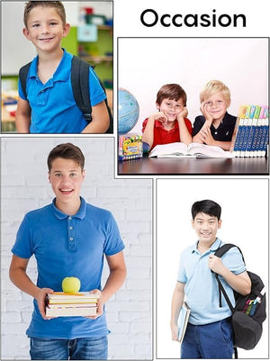 5-Pack Boys' Classic School Uniform Polo Shirt – Breathable, Soft Cotton Blend, Tagless & Fade-Resistant (4-20) view 3