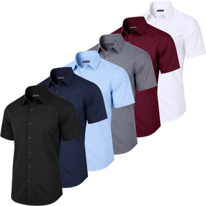 3-Pack Mens Short Sleeve Slim-Fit Design Dress Shirts (S-3XL) view 2