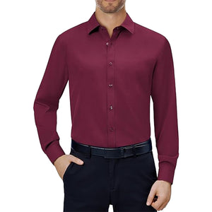 Mens Long Sleeve Slim-Fit Design Dress Shirts view 3