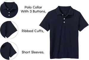 5-Pack Boys' Classic School Uniform Polo Shirt – Breathable, Soft Cotton Blend, Tagless & Fade-Resistant (4-20) view 2