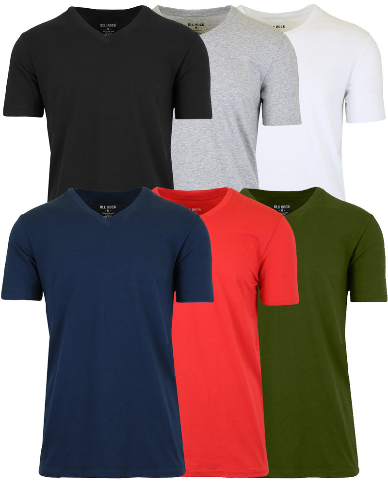 Men's Short Sleeve V-Neck Cotton - Stretch Tees