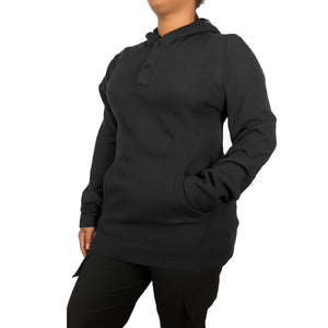 Womens Waffle Knit Thermal Pullover Hoodie (S-3XL) view 2
