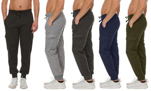 3-Pack Men's Slim Fit Fleece Jogger Sweatpants with Velcro Cargo Pockets (S-2XL) view 1