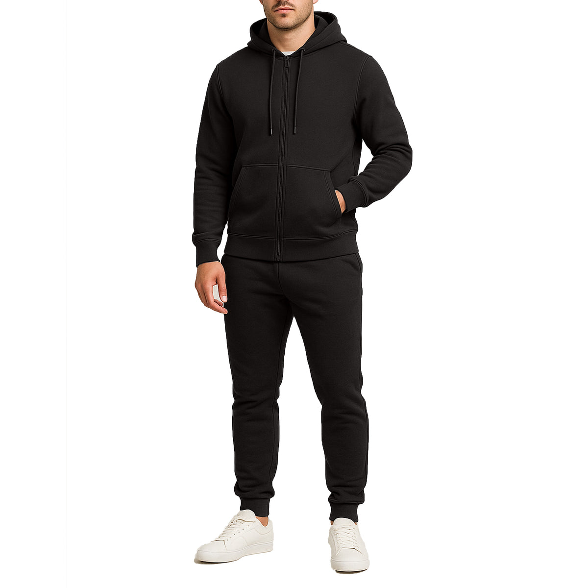 Men's Fleece-Lined Full-Zip Hoodie & Jogger 2-Piece Set
