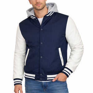 Men's Hooded Varsity Jacket w/ Detachable Hood view 5