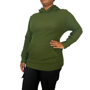 Womens Waffle Knit Thermal Pullover Hoodie (S-3XL) view 6