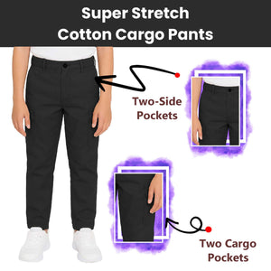2-Pack Boy’s Super Stretch Cotton Cargo Pants – Durable, Comfy & Functional Everyday Wear view 3