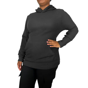 Womens Waffle Knit Thermal Pullover Hoodie (S-3XL) view 2