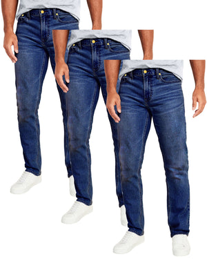 Men's 3-Pack Flex Stretch Slim Straight Jeans with 5 Pocket (Sizes, 30-42) view 4