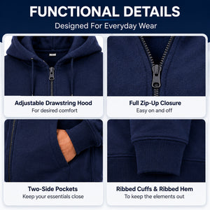Men’s 3-Pack Fleece-Lined Zip-Up Hoodies – Warm Cotton Blend, Modern Fit Sweatshirts view 4