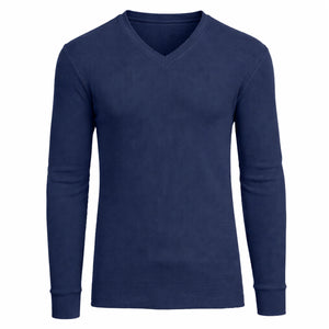 Men’s Long Sleeve Waffle Knit Thermal Shirt – V-Neck, Modern Fit, Warm Layering Top view 5