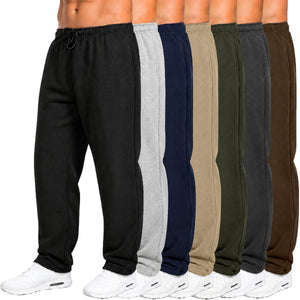 Mens Fleece Lined Open Bottom Sweatpants With Pockets, Workout Joggers Casual view 1