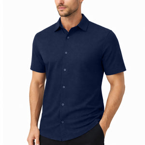 Men’s Modern-Fit Short Sleeve Knit Button Down Shirts (Size:- S-3XL) view 6