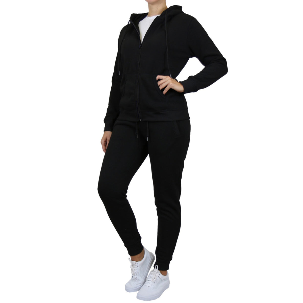 Women's Fleece-Lined Full-Zip Hoodie & Jogger 2-Piece Set