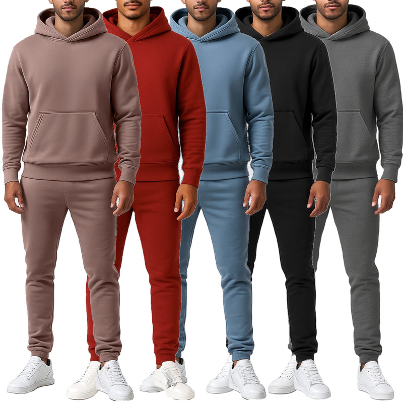Men’s Heavyweight Soft Fleece Cotton Blend Pullover Hoodie & Sweatpants Jogging Set (S-2XL)