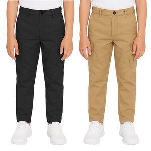 2-Pack Boy’s Super Stretch Cotton Cargo Pants – Durable, Comfy & Functional Everyday Wear view 5