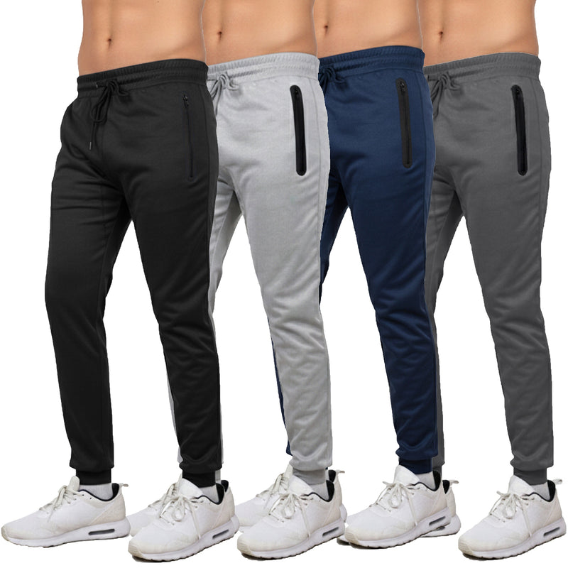 Men's Performance Tech Joggers Sweatpants With Heat Seal Zipper Side Pockets (Sizes: S-2XL)
