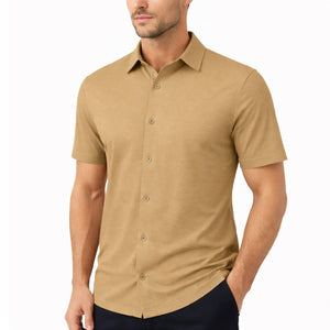 Men’s Modern-Fit Short Sleeve Knit Button Down Shirts (Size:- S-3XL) view 4
