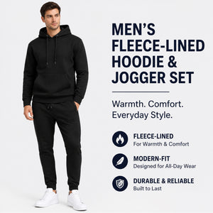 Men’s Soft Fleece Cotton Blend Pullover Hoodie & Sweatpants Jogging Set view 2