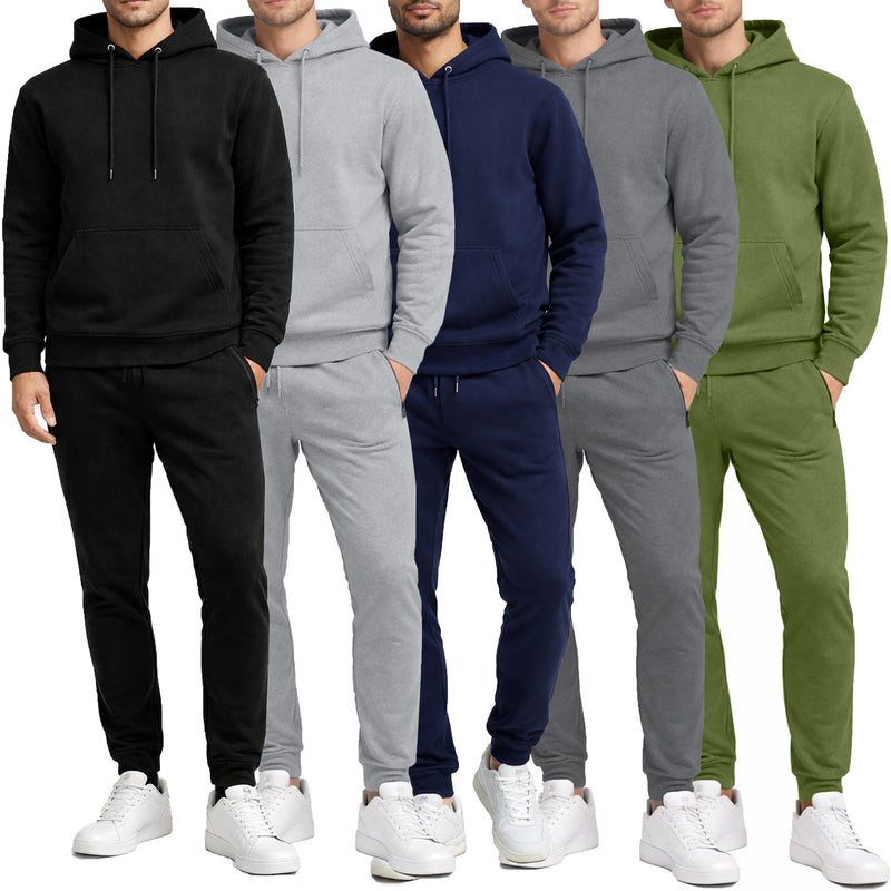 Men’s Soft Fleece Cotton Blend Pullover Hoodie & Sweatpants Jogging Set