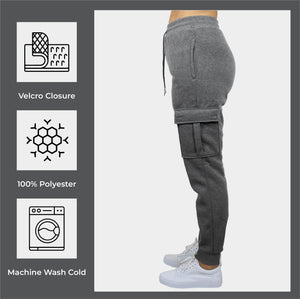3-Pack Women's Loose Fit Fleece Jogger Sweatpants with Velcro Cargo Pockets (S-2XL) view 4