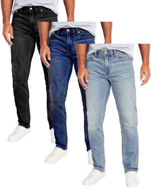 Men's 3-Pack Flex Stretch Slim Straight Jeans with 5 Pocket (Sizes, 30-42) view 3