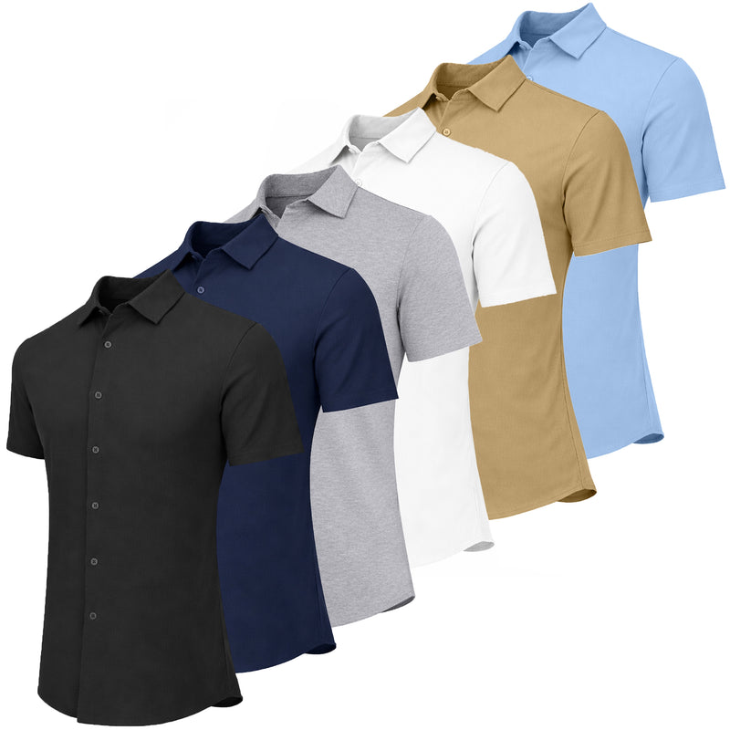 Men’s Modern-Fit Short Sleeve Knit Button Down Shirts (Size:- S-3XL)