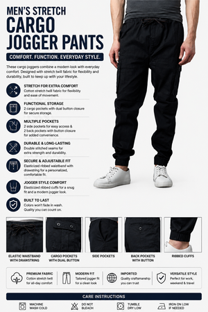 Men's Stretch Cargo Jogger Pants (S-2XL) view 3