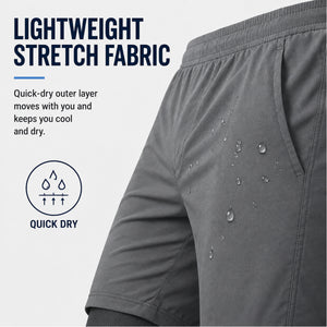 Men’s 2-in-1 Athletic Gym Shorts with Liner – Quick Dry, Stretch Workout Running Shorts view 5