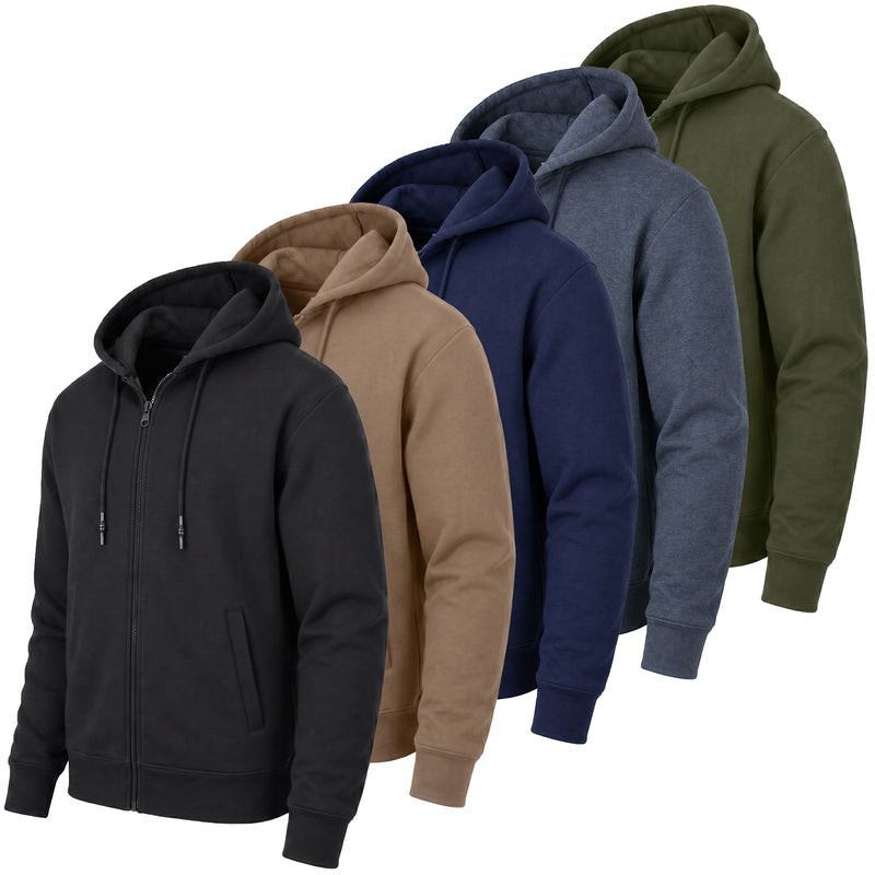 Men’s Fleece-Lined Zip-Up Hoodies – Warm Cotton Blend, Modern Fit Sweatshirts