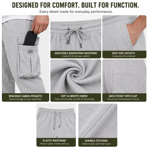 3-Pack Men's Fleece Lined Cargo Jogger Sweatpants view 4