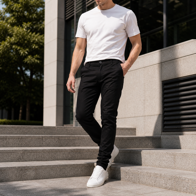 Men's Flat Front Stretch Chino Pants (Sizes- 30 to 44) New