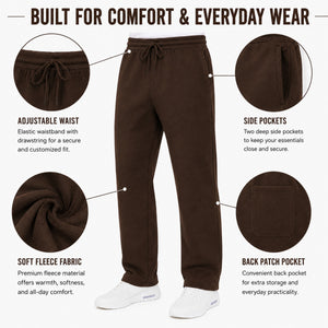 3-Pack Men's Heavyweight Fleece Sweatpants with Open Bottom view 6