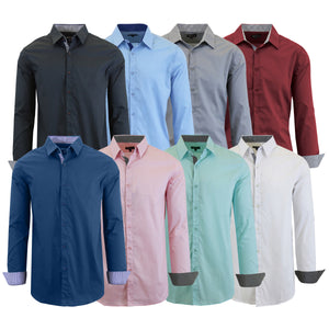 Men's Long Sleeve Solid Dress Shirts - Slim-Fit, Comfortable & Versatile for Everyday & Formal Wear (S-2XL) view 1