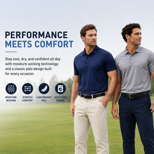 5-Pack Men's Short Sleeve Polo Shirts – Moisture-Wicking, Stretch Knit, Tagless, Regular Fit for All-Day Comfort view 3
