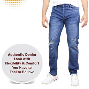 Men's Stretch Ripped Jeans - Authentic Denim Look with Flexibility & Comfort (Sizes: 30-42) view 3