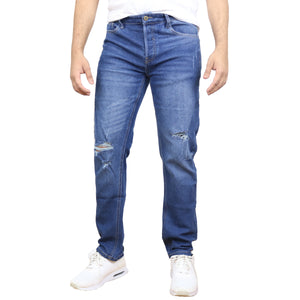 Men's Stretch Ripped Jeans - Authentic Denim Look with Flexibility & Comfort (Sizes: 30-42) view 1