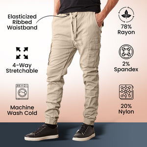 Men's Super Flex Stretch Cargo Jogger Pants (Sizes S-2XL) view 4