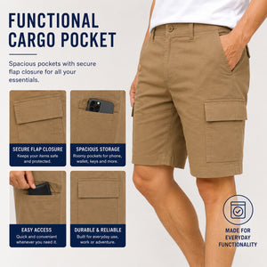 Men’s 3-Pack Super Stretch Cargo Shorts with Button Closure and Zipper Pockets (Sizes: 30-42) view 5