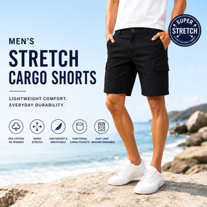 Men’s 3-Pack Super Stretch Cargo Shorts with Button Closure and Zipper Pockets (Sizes: 30-42) view 4