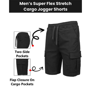 5-Pack Men’s Flex Cargo Shorts with Elastic Waistband and Drawstring – Comfortable Fit with 6 Pockets and Stretch Fabric (S-2XL) view 4