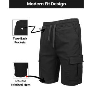 3-Pack Men’s Flex Cargo Shorts with Elastic Waistband and Drawstring – Comfortable Fit with 6 Pockets and Stretch Fabric (S-2XL) view 4