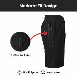 Men's Tech Fleece Performance Shorts With Heat Seal Zipper Pocket (Sizes, S-2XL) view 4