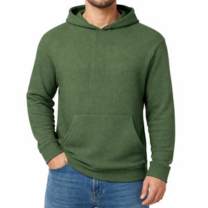 Men's Waffle Knit Thermal Pullover Hoodie (S-3XL) view 6