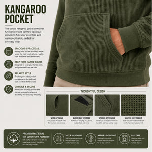 3-Pack Men's Waffle Knit Thermal Pullover Hoodie (S-3XL) view 5